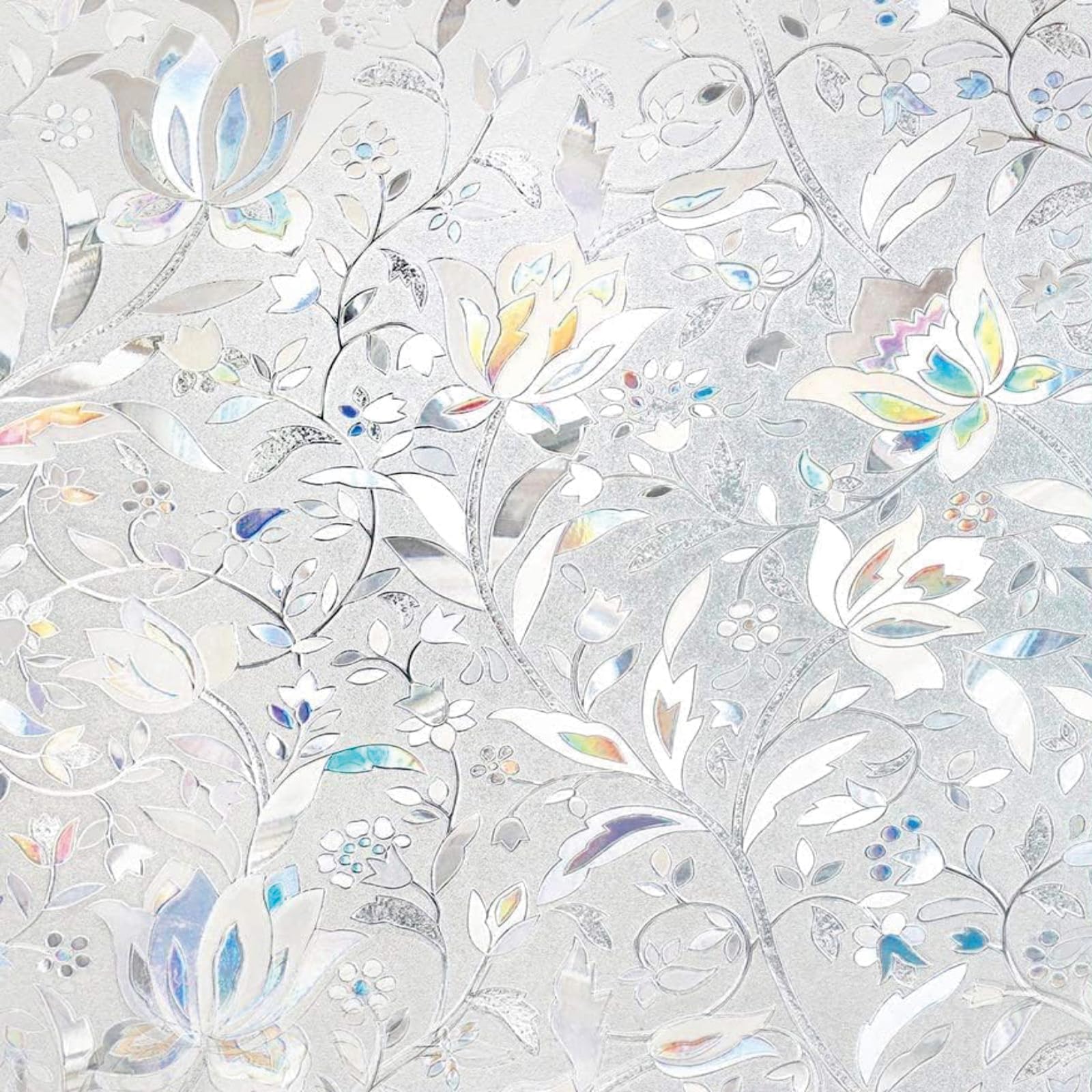 Bunt Sichtschutzfolie Regenbogen Statisch 120 x 200 cm Anti-Uv Geeignet Schutz Der Privatsphäre Statisch Haftend Ohne, Ohne Klebstoff Milchglasfolie für Zuhause Büro Küche, Tulpe