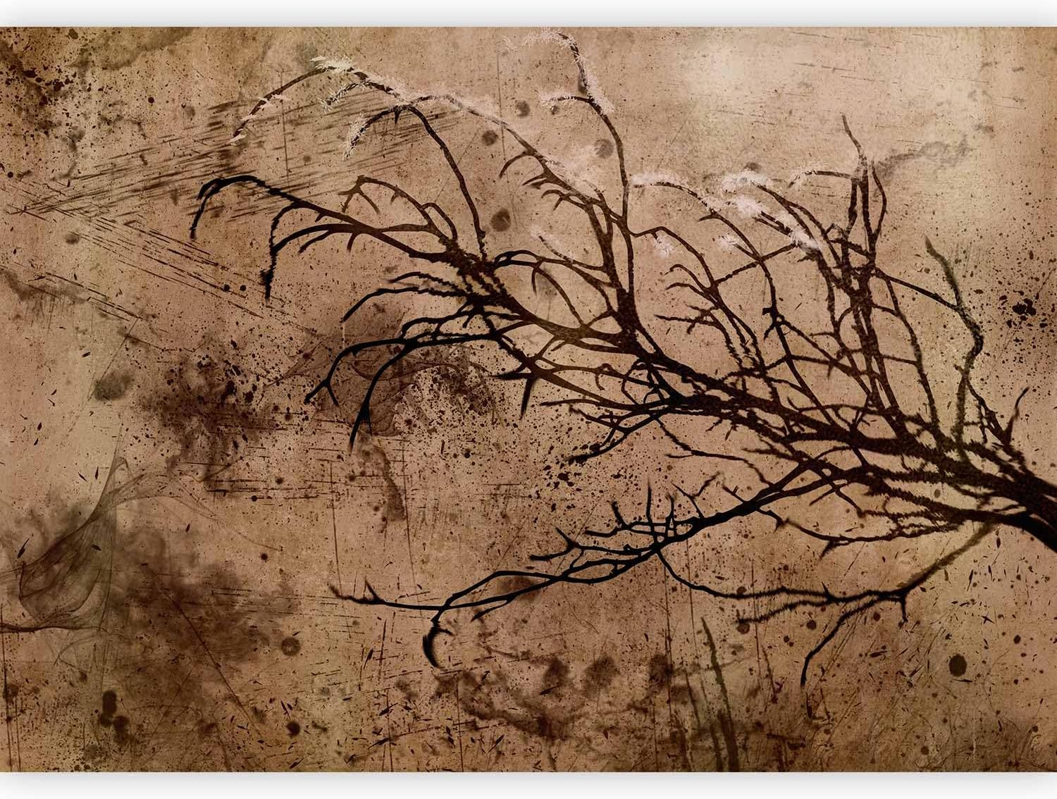 artgeist Wall Mural Tree 173x124 in - Peel and Stick Self-Adhesive Wallpaper Removable Large Sticker Foil Wall Decor Print Picture Image Design Abstract Like Painted Brown Branch b-A-0814-a-a