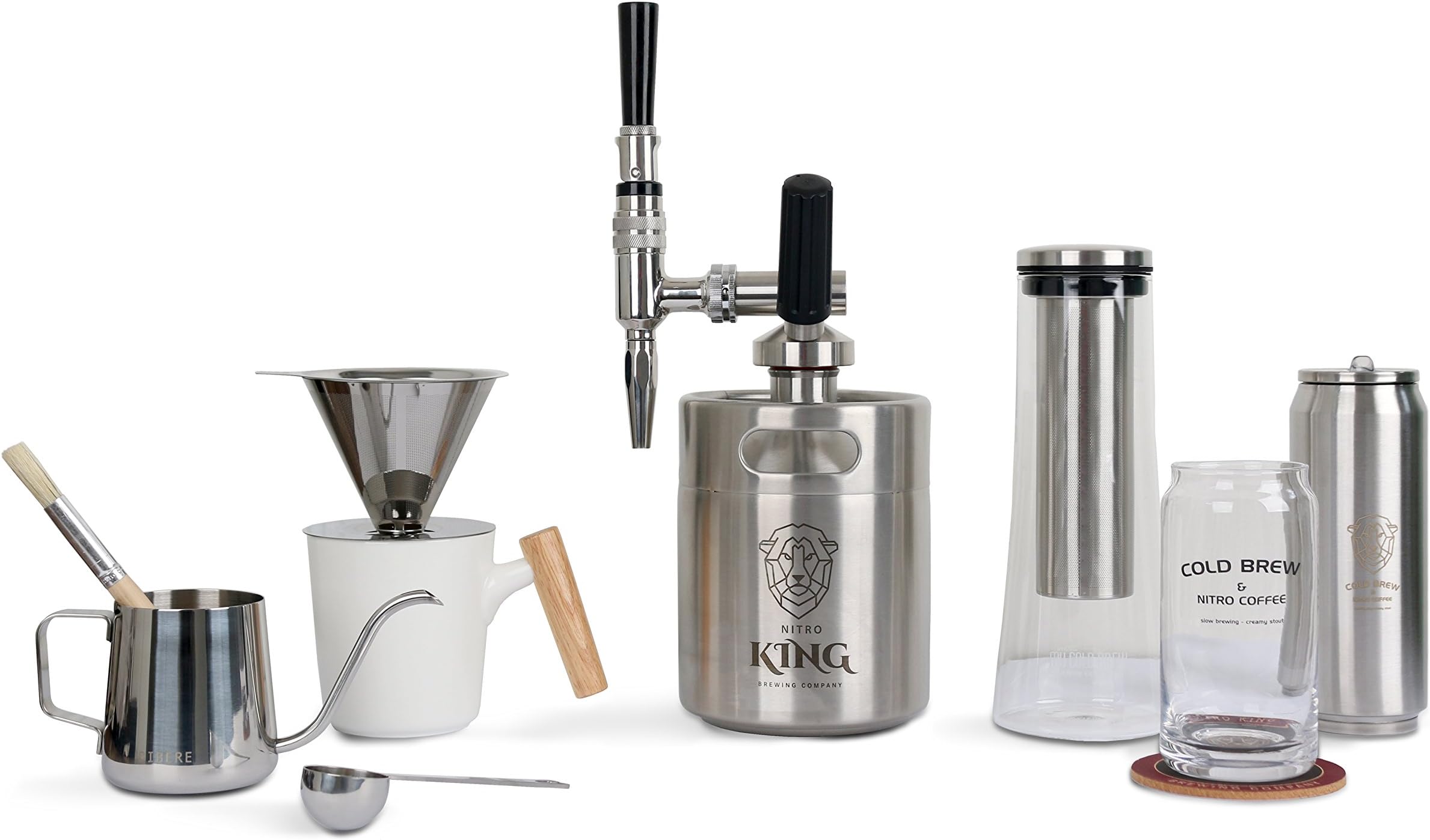 Unplugged Coffee Tools - Pour Over Coffee Maker - Glass Cold Brew Coffee Maker - 64oz Nitro Cold Brew Coffee Maker