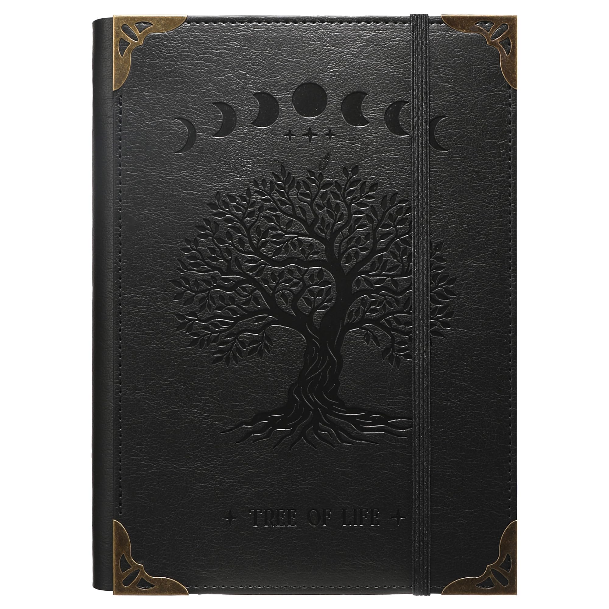 TIEFOSSI A5 Binder 6 Ring Notebook for Women Men, Hardcover PU Leather Journal, Vintage Tree Journals, College Ruled Notebook for School, Planner, Travel, Work, Organizer