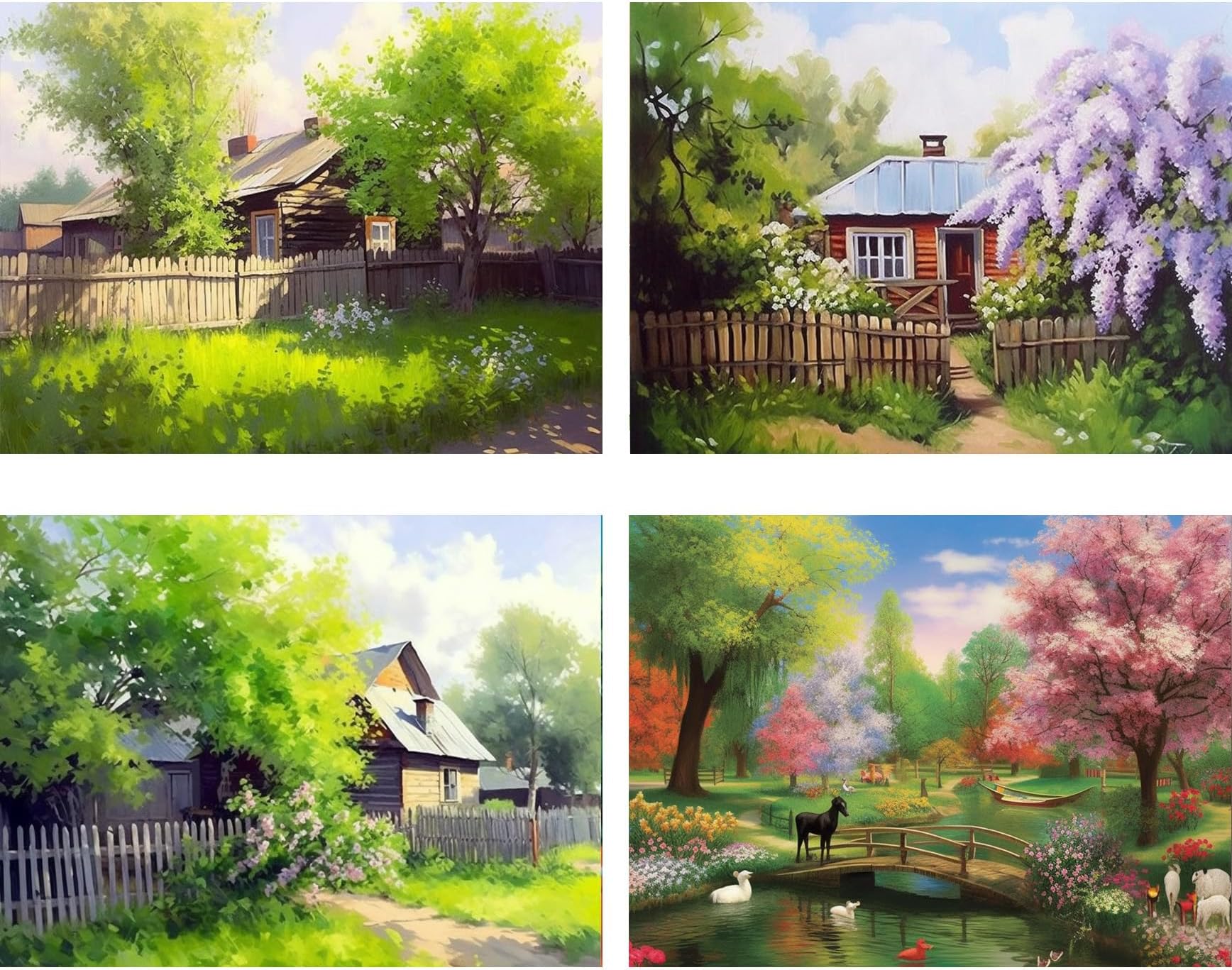 Ginfonr5D Diamond Painting 4P Spring Scenery B316