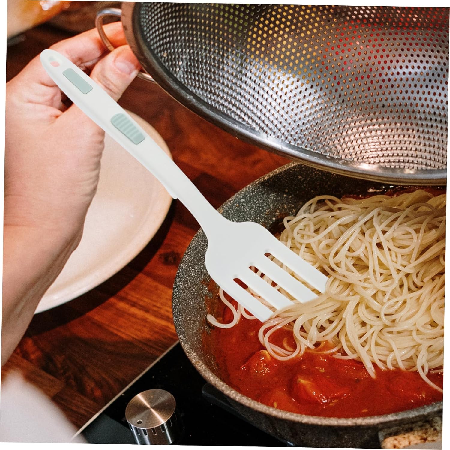 Silicone Fork for Pasta and Noodles, White Silicone Cooking Utensil