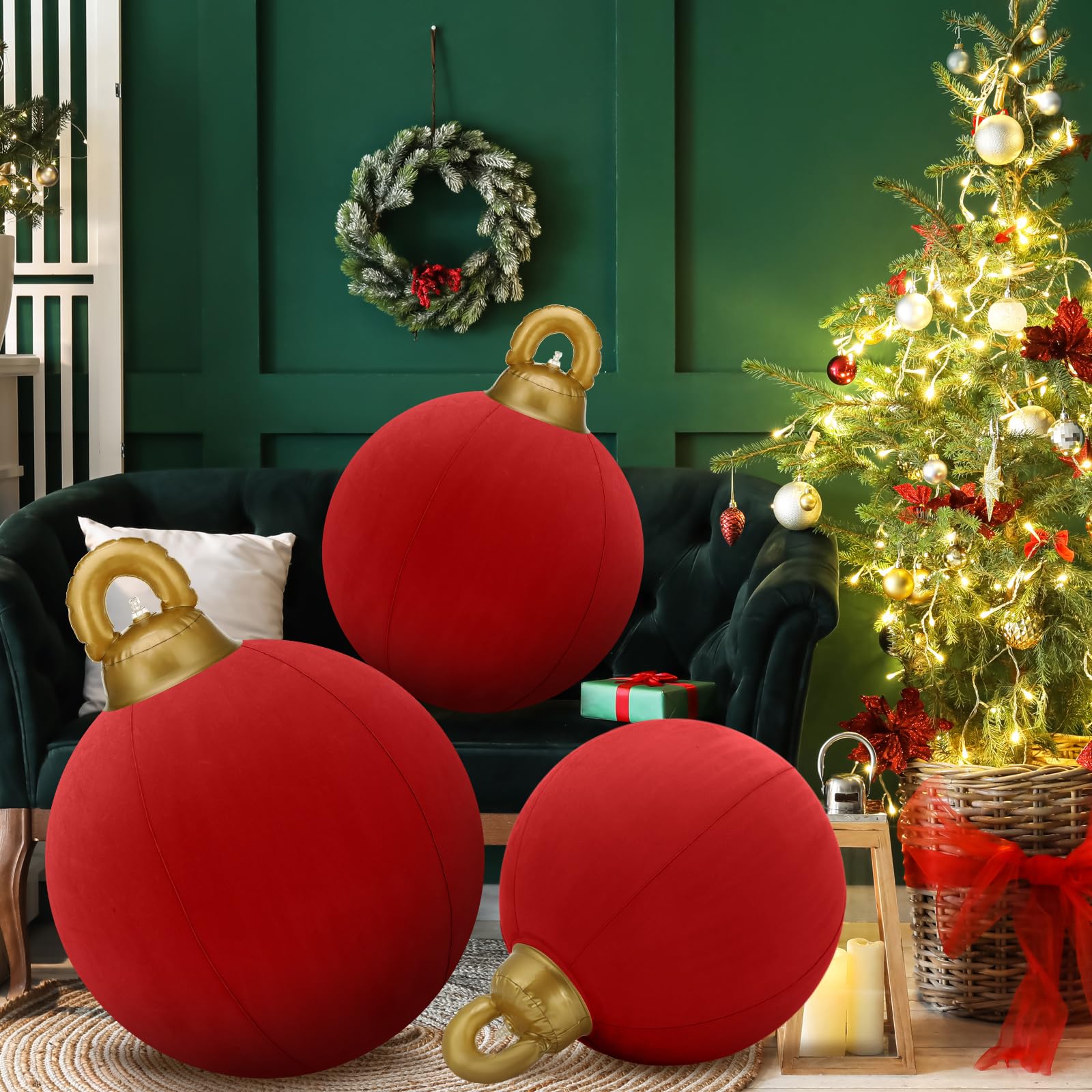 Jenaai 3 palline gonfiabili giganti in velluto, 61 cm, 50,8 cm e 45,7 cm