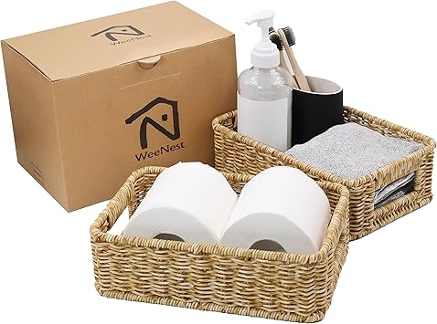 2 Small Wicker Baskets for Organizing