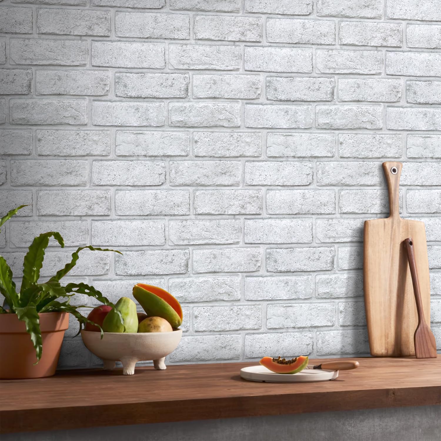 Commomy Panele ścienne 3D samoprzylepne cegły, 10 sztuk, 30 × 30 cm, okładzina ścienna, samoprzylepna tapeta PCW, tapeta 3D, wygląd kamienia, panele z cegły, do salonu, sypialni, dekoracja wnętrz