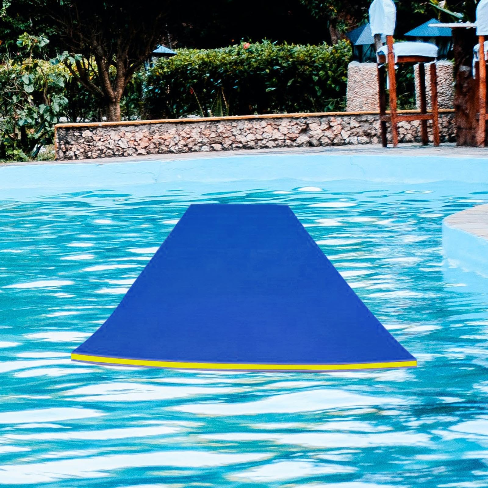 Schwimmende Matte Wasser Floating Pad Pool Raft Mat XPE Material Leicht zu Reinigen Und Transportieren für Sommer Surfen Wasserpark Urlaub Freizeit, Blau Gelb Blau