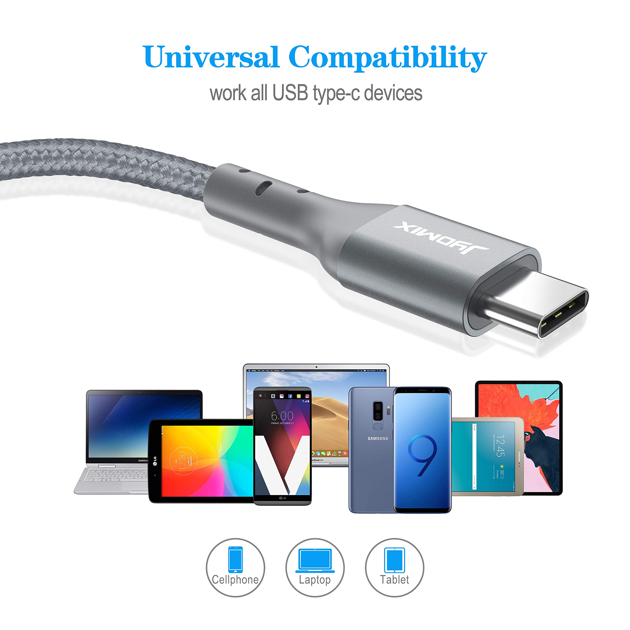 USB Type C to USB C Cable 2.0 (6ft) 20V/3A 2 Pack Fast Charger Cord (Silver, 6ft) 7