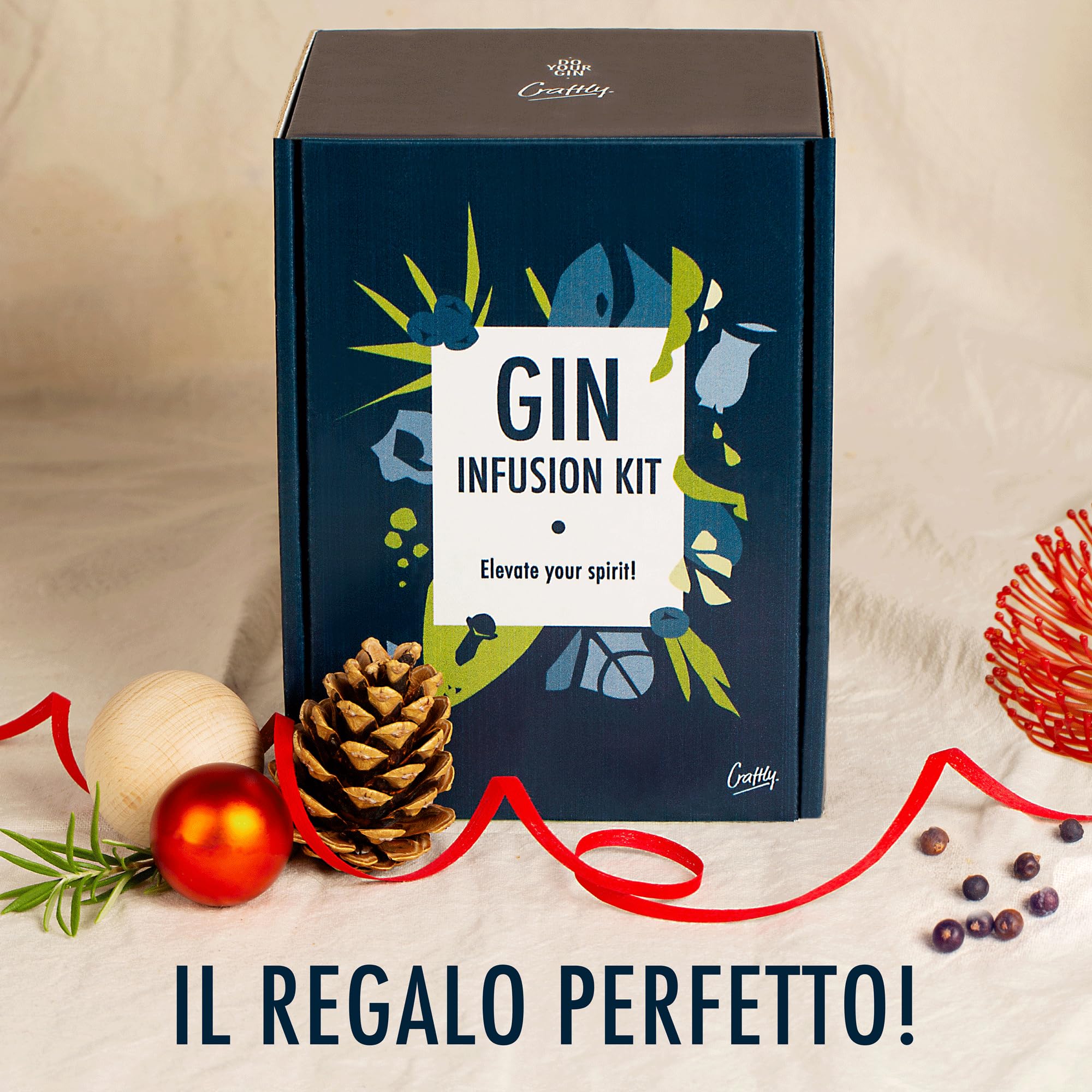 Kit Infusione Gin by Craftly | Kit per la preparazione di cocktail | Regalo Bartender | Regali di compleanno per lui e per lei | Regali di anniversario per uomini e donne | Spezie e bottiglia