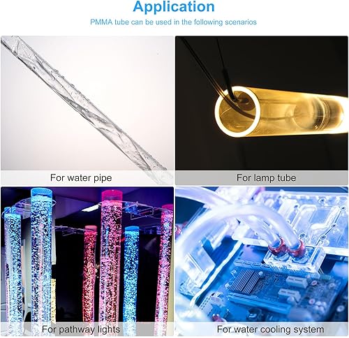 Miniatura 6 de MECCANIXITY Tubo acrílico transparente rígido redondo tubo 0.472 in (12") ID 15mm (0.6") OD 10" para lámparas y linternas, sistema de refrigeración