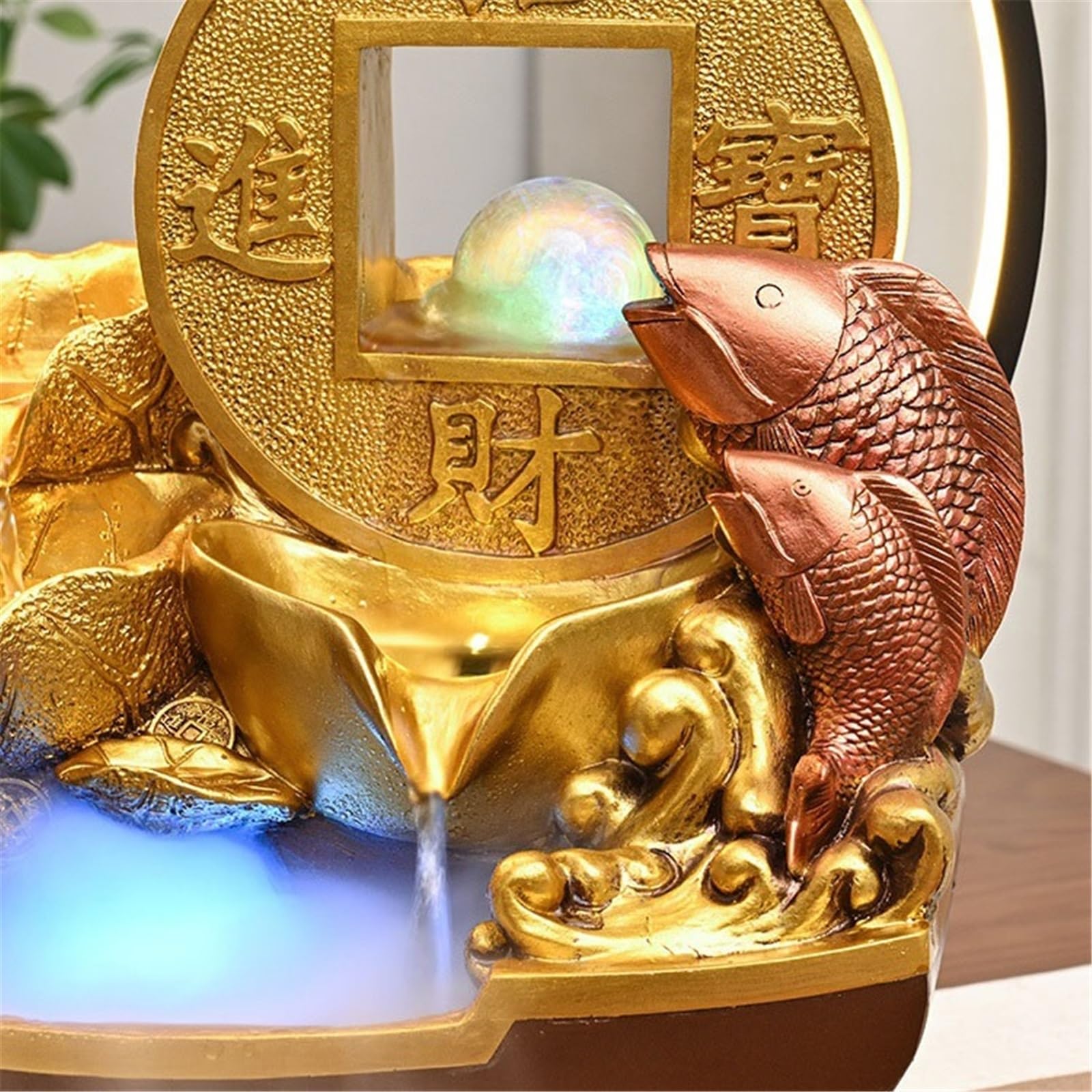 Feng Shui Fontana di meditazione con ornamenti d'acqua lusso e luce, paesaggio acquatico circolare ruota Feng Shui Interno(Piccolo)