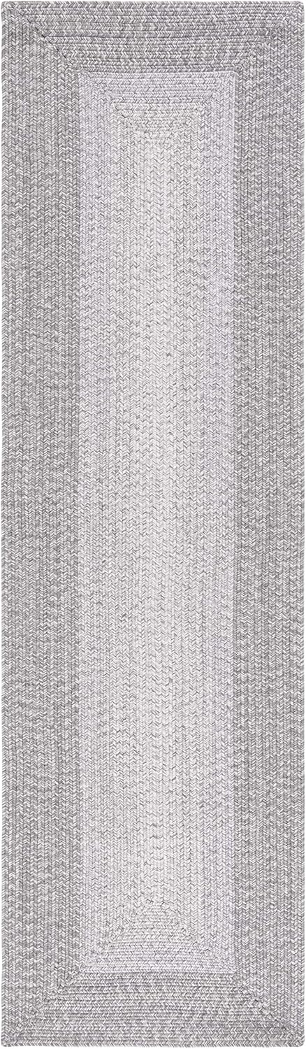 SAFAVIEH Washable Rug Outdoor Braided Collection - 2'3" x 6' Runner, Grey, Handmade & Reversible, Non-Shedding & Easy to Clean, Ideal for Patio, Backyard, Mudroom (BRA220F)