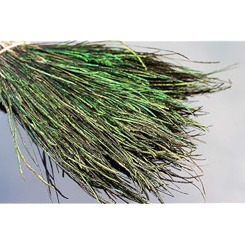 Tigofly 400 Strands Natural Peacock Herl Feather for Nymphs Wet Streamers Flies Rib Body Fly Tying Materials 10-20cm Length For wet streamers tie rib body fly fishing length 4-8