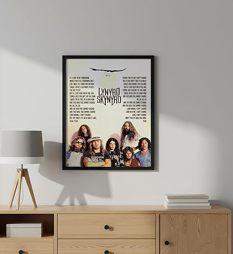 Miniatura 5 de Free Bird Lynyrd Skynyrd - Póster de letras de canciones retro, decoración clásica de los años 70 para el hogar, oficina, estudio o sala de música