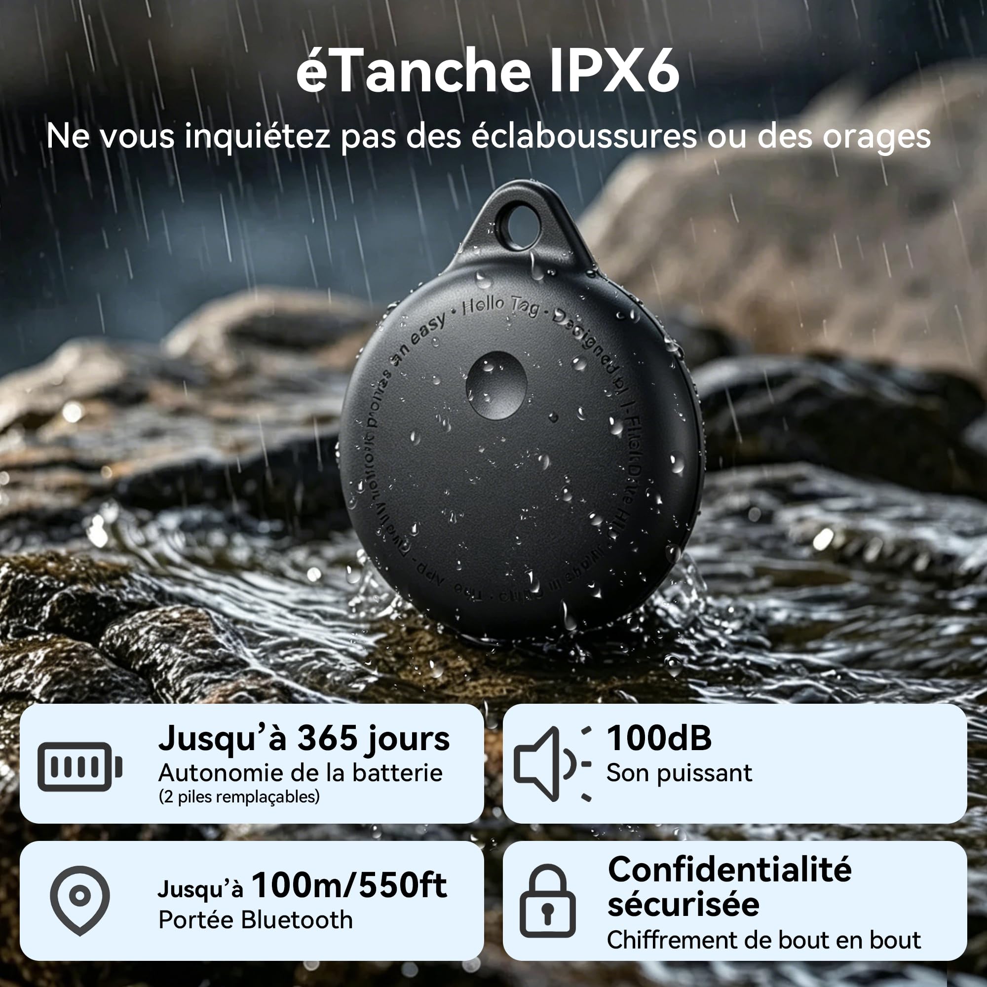 Air Tracker Android sans Abonnement, 4 Traceur Localisateur D’Objets, Smart Tracker Tag Fonctionne avec l’app Google Localiser, IPX6 Bluetooth Tracker pour Les Clés,Portefeuilles,Valises