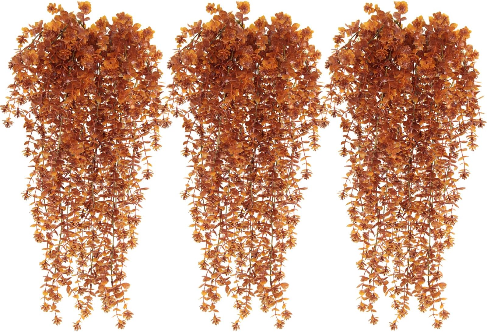 Fall Flower Artificial Artificial Hanging Plants Fake Hanging Flowers Fake Plants Faux Vine Plant Hanging Autumn Decor for Room Wedding Proch Yard Outdoor Home Wall Kitchen Bathroom Indoor (Brown)