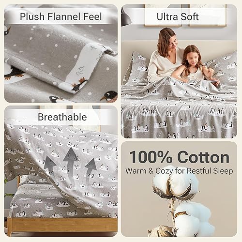 Vista 144 de True North by Sleep Philosophy - Juego de ropa de cama acogedora de franela 100% algodón, estampado de animales y estrellas, lindo, ultrasuave