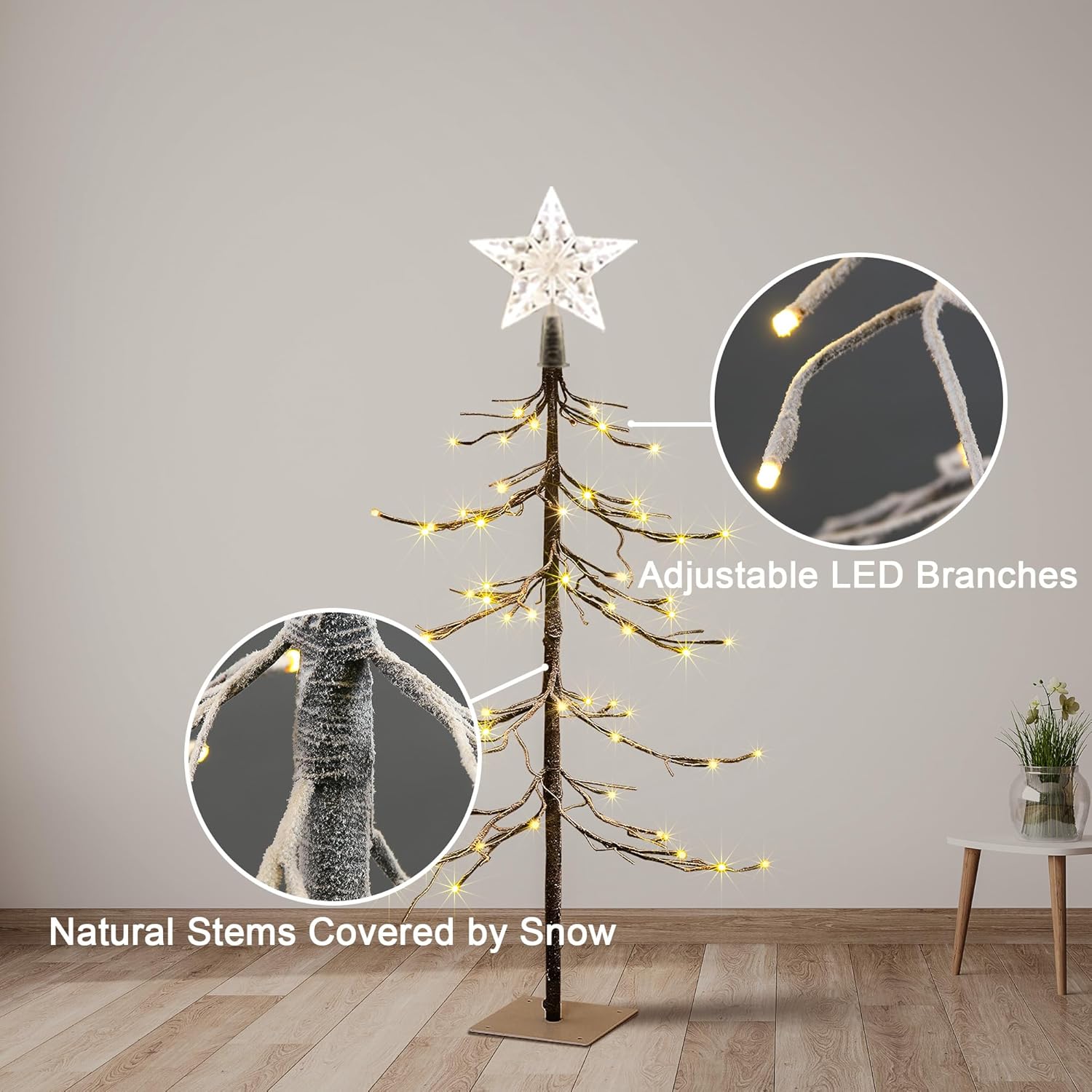 Lighted Snow Tree 4FT 112 LED Artificial Tree for Decoration Inside and Outside Home Patio Christmas Wedding Festival Decor Warm White