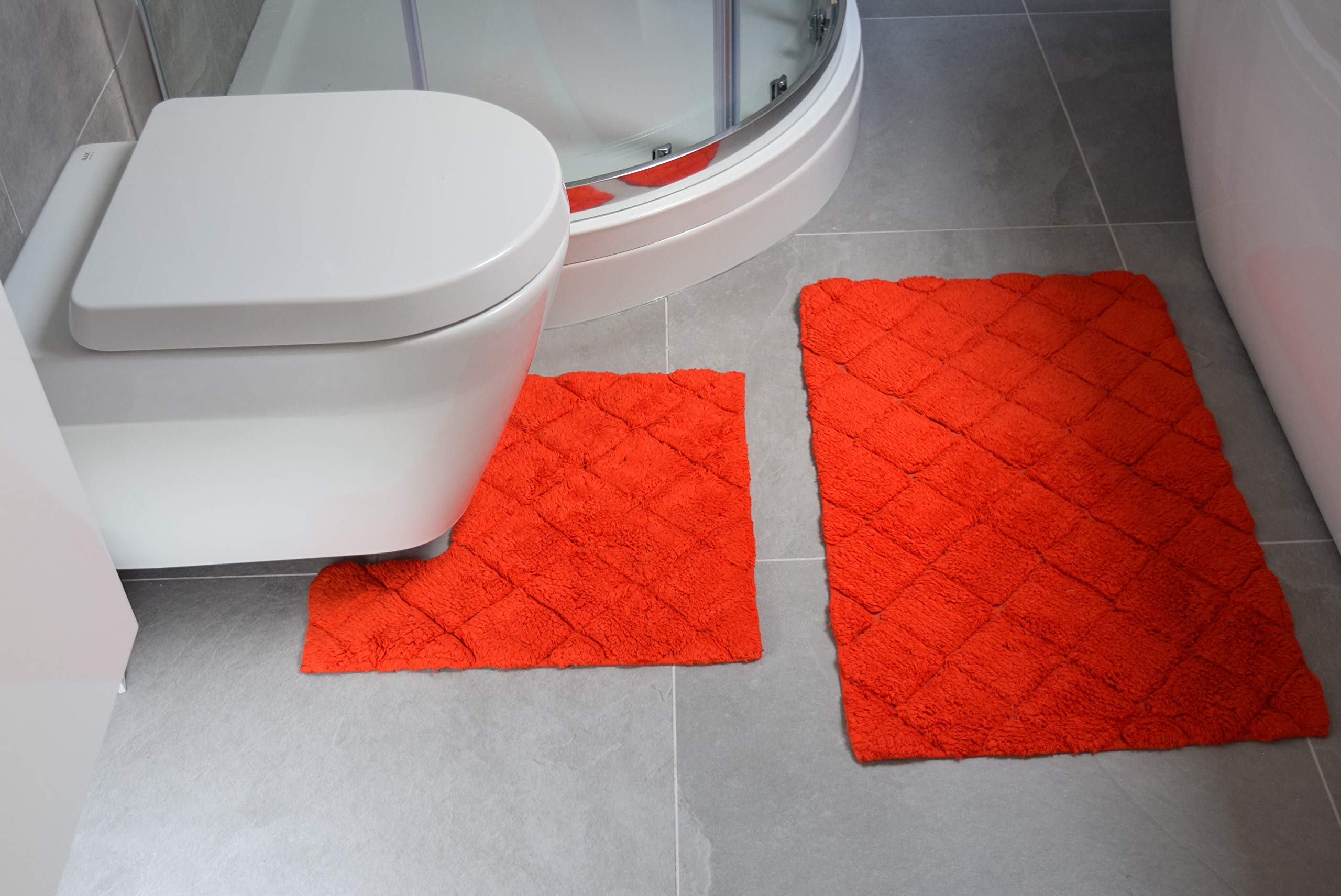 Rapport Home Kyra Set Tappetini Bagno In Cotone Con Motivo Jive – 2 Pezzi: Tappeto 76x46 Cm E Tappetino Piedistallo 46x45 Cm