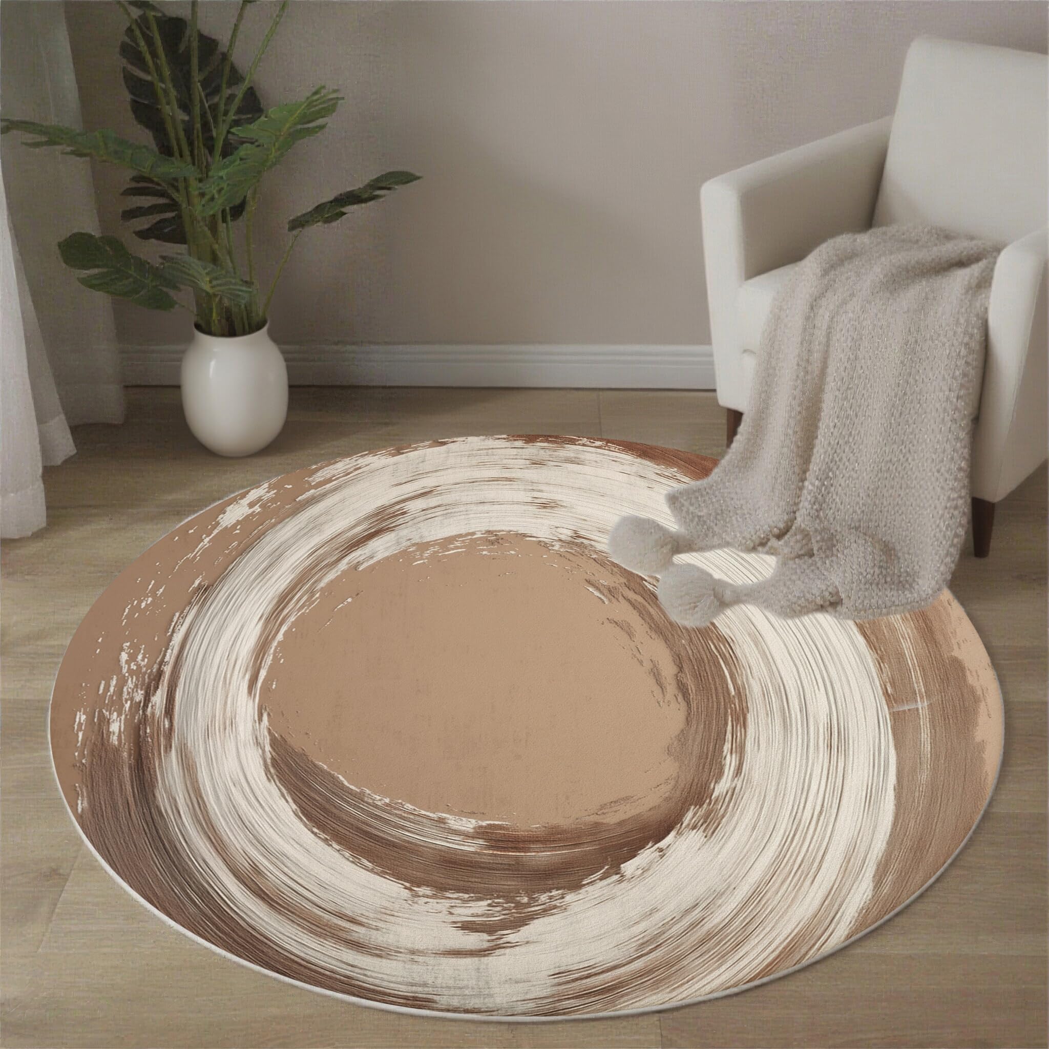 Tapis rond antidérapant et pliable de 120cm lavable pour une maison moderne