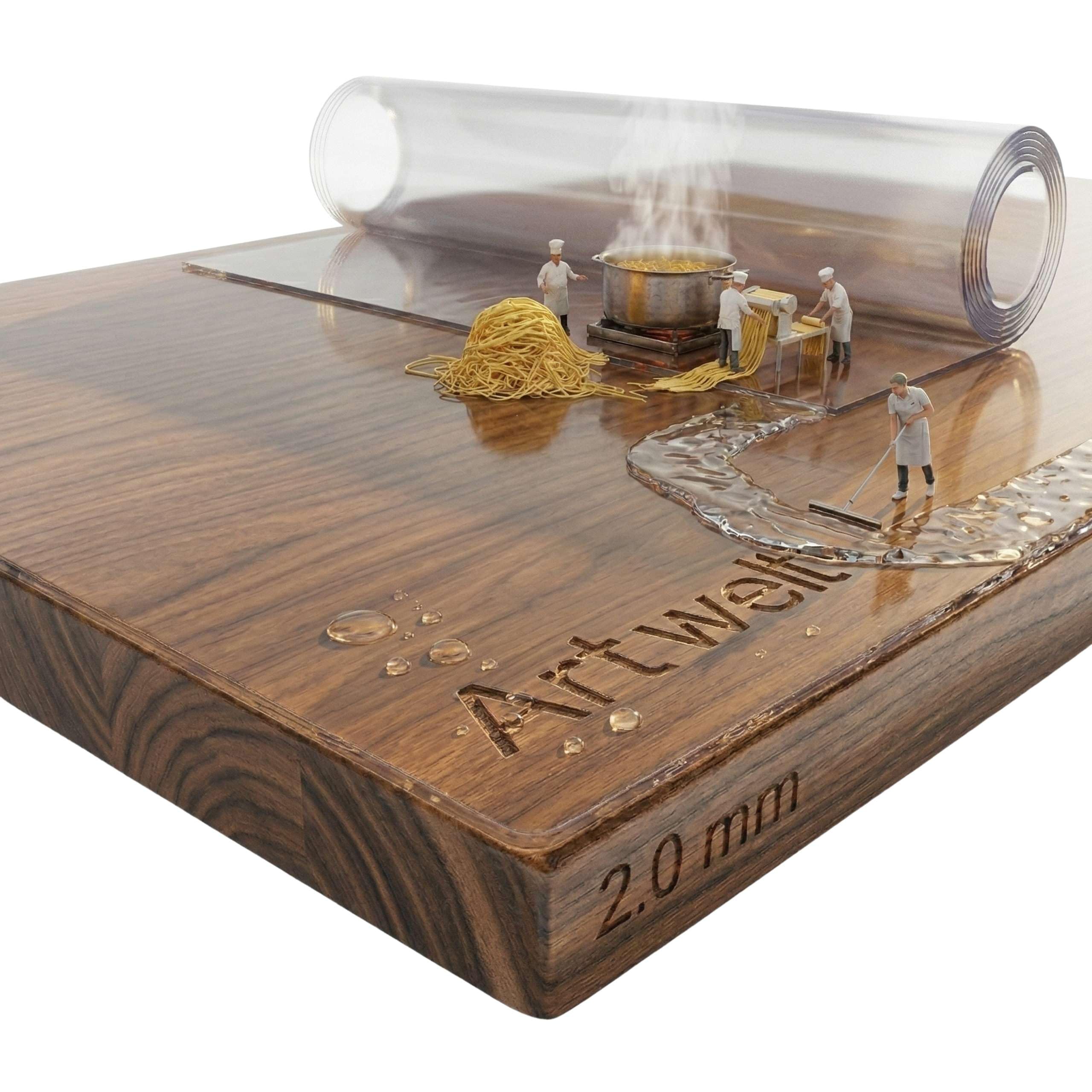 Artwelt Tischdecke Transparent Tischfolie 2.0 mm Glasklar Weiche Folie Wasserdicht Abwaschbar Tischschutz Folie Wunschmaß Tischschutzfolie |Premium Qualität Made in Germany| (300cm X 120cm)