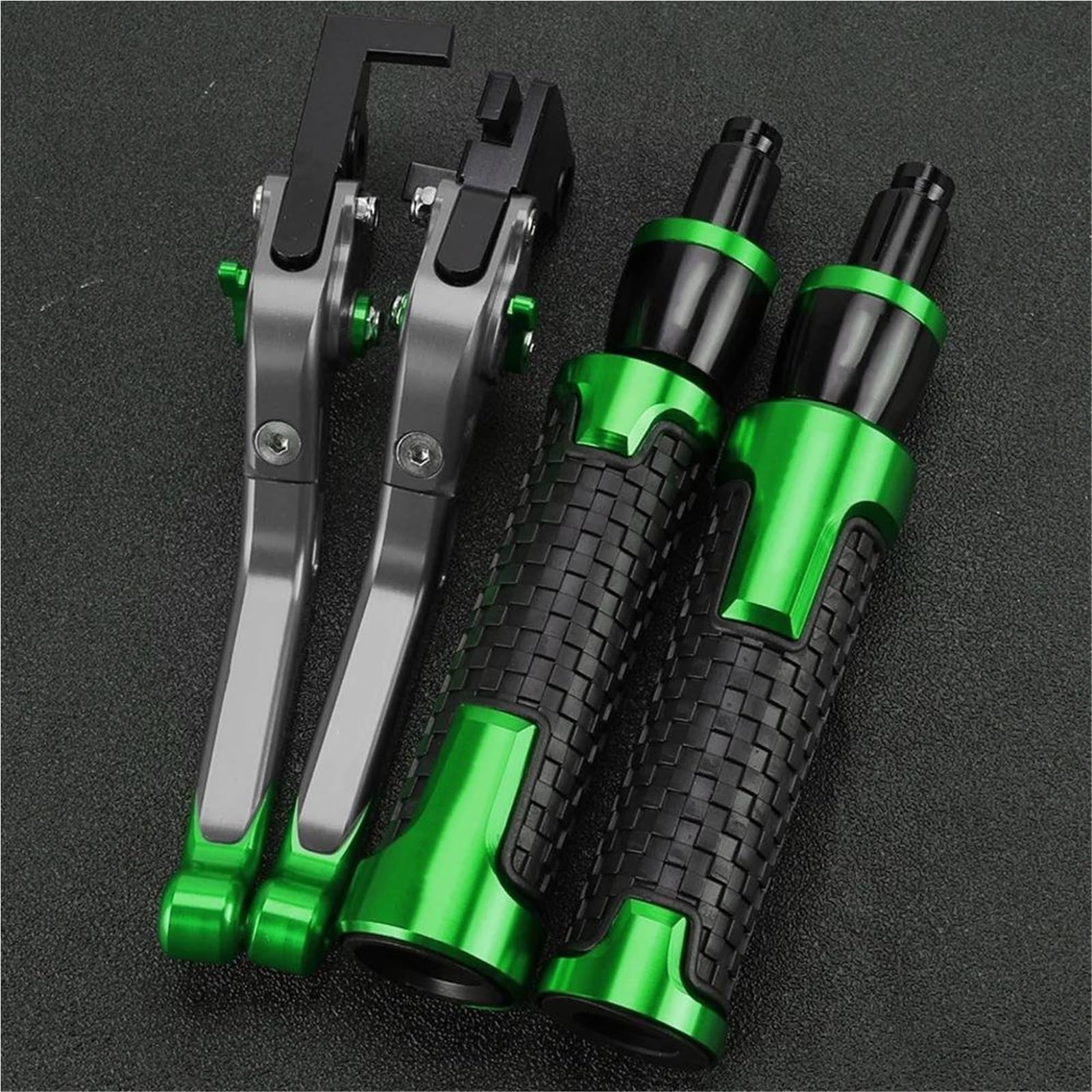 Tgvselpj Green 4 Motorcycle Part Motorcycle Foldable Adjustable Brake Clutch Levers Handlebar Grips Ends For Kawasaki Zrx1100 1200 1999-2007(Green 4)