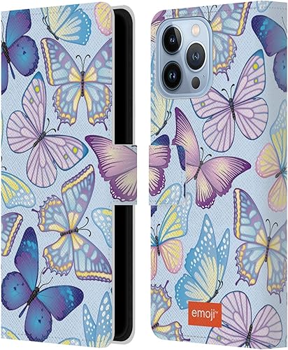 Miniatura 7 de Head Case Designs Officially Licensed Emoji Green and Blue Butterflies Leather Book Wallet Case Cover Compatible with Apple iPhone 13 Pro Max