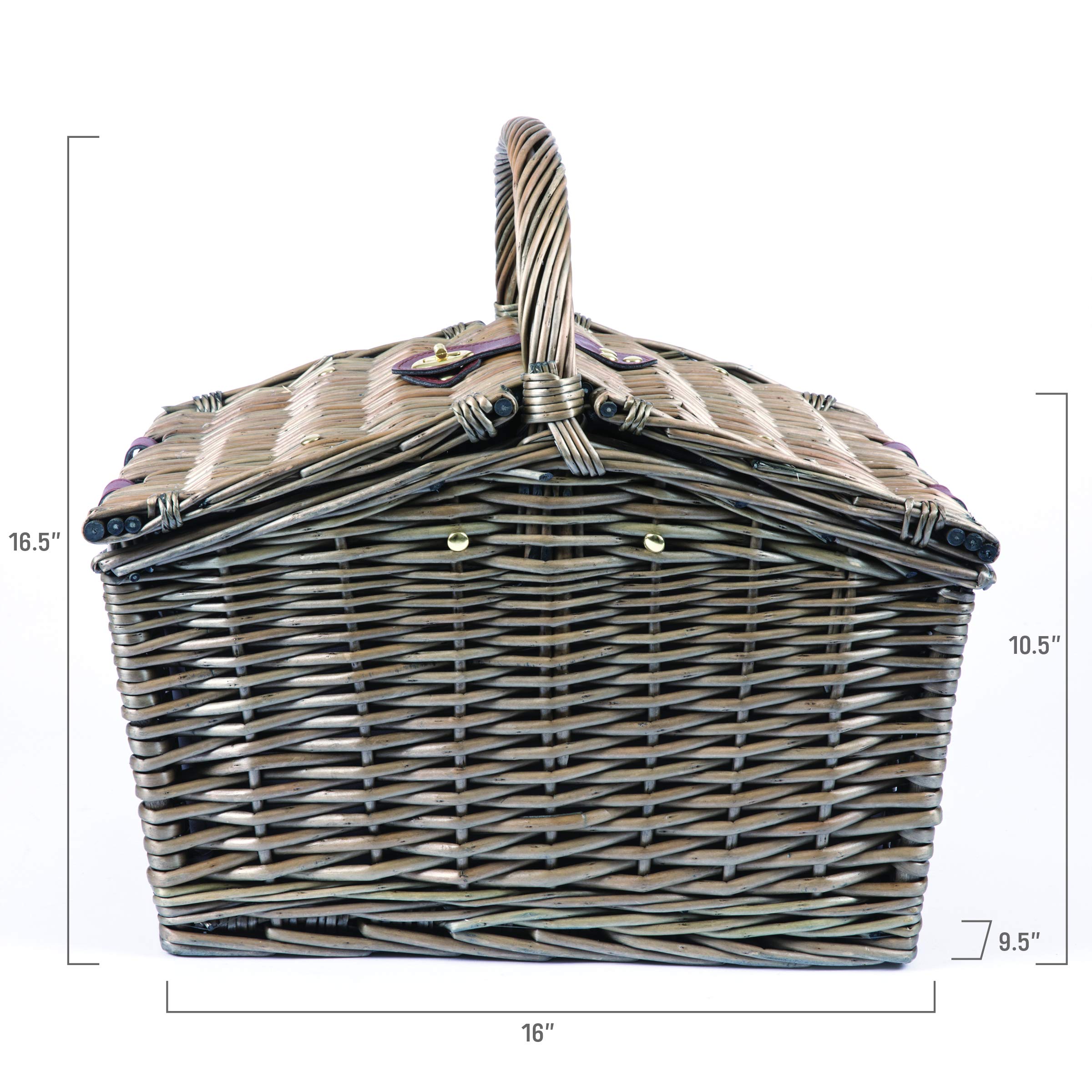PICNIC TIME Piccadilly - Cesta de Picnic de Sauce con Servicio para Dos, colección Anthology
