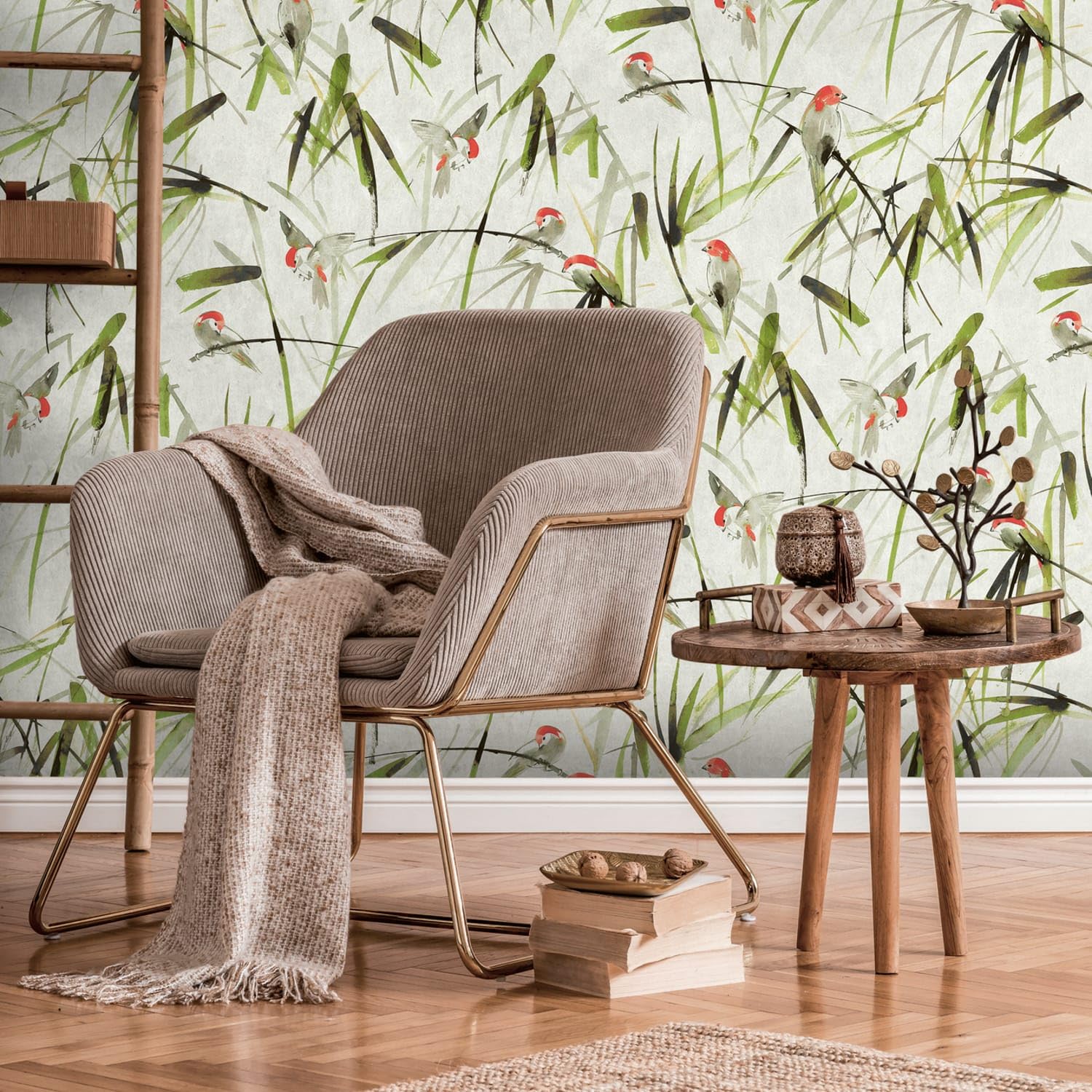 Papier peint floral intissé Profhome revêtement mural premium beige