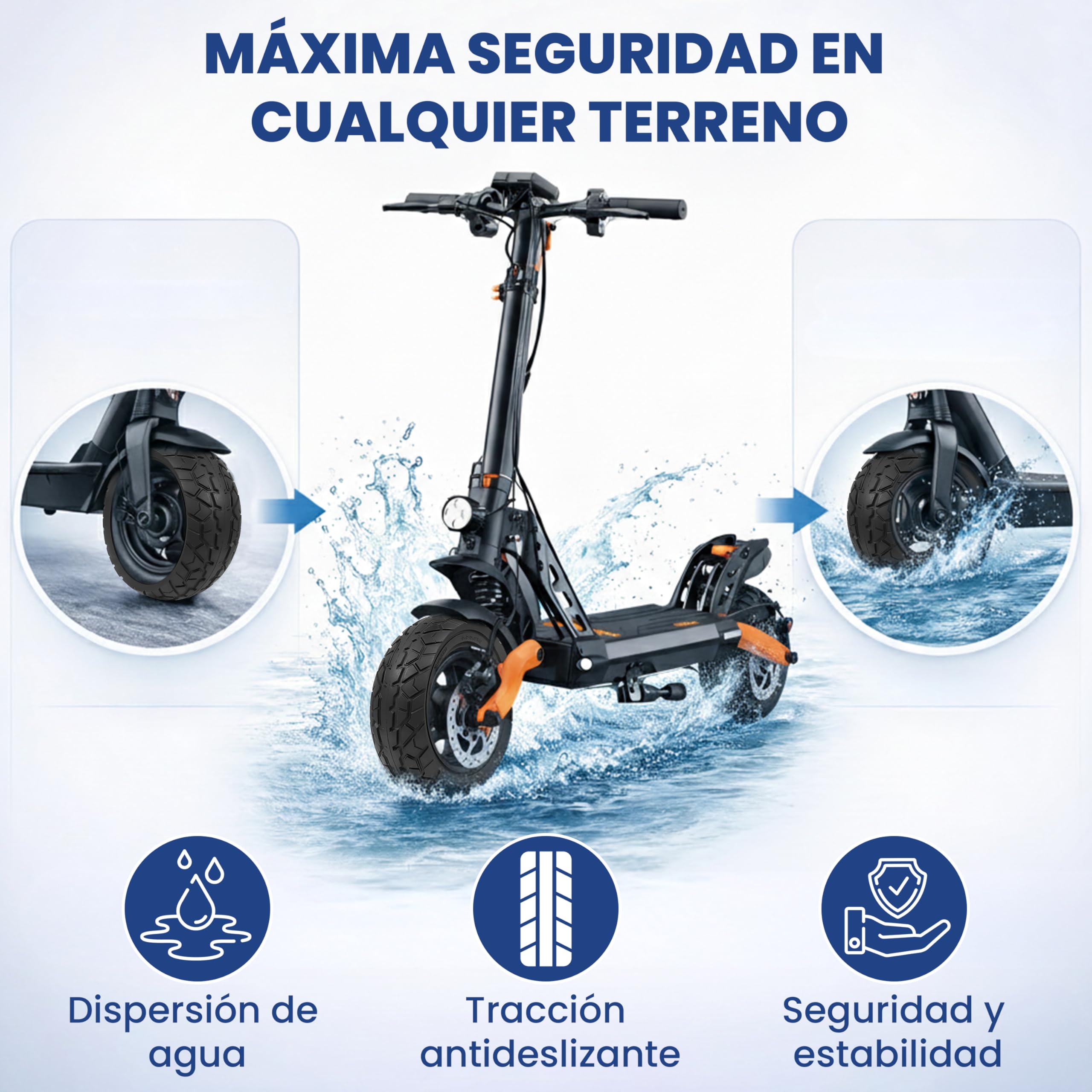 ANSENI Rueda Maciza 9X3.0-5.5 para Patinete Eléctrico Kukirin G2 Pro(Versión 2024 Posterior) Neumatico Offroad Todoterreno 9 Pulgadas,Neumáticos de Reemplazo,Rueda Repuesto Antipinchazo (1 Rueda)