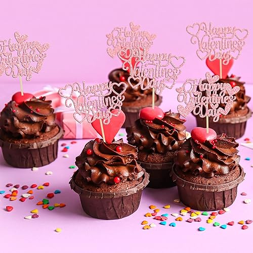 Vista 30 de 36 piezas de decoración de cupcakes para el día de San Valentín, dulce amor, San Valentín, para el día de San Valentín, fiesta de cumpleaños