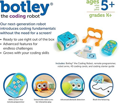 Vista 6 de Learning Resources Botley The Coding Robot - 45 piezas, pantalla a partir de 5 años, juguetes de codificación gratis, juguete STEM de codificación