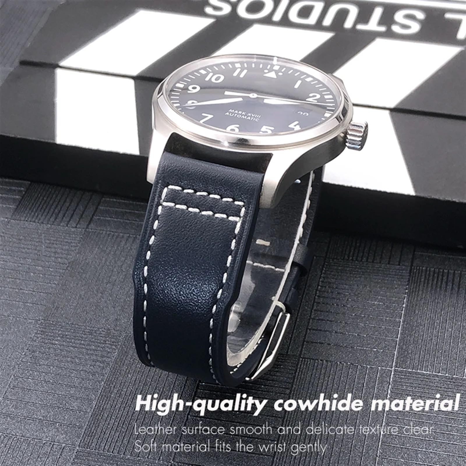 20mm 21mm 22mm cinturino in vera pelle adatto per orologio da pilota IWC IW3777 PORTOFINO Mark 18 cinturino nero blu marrone bracciali uomo