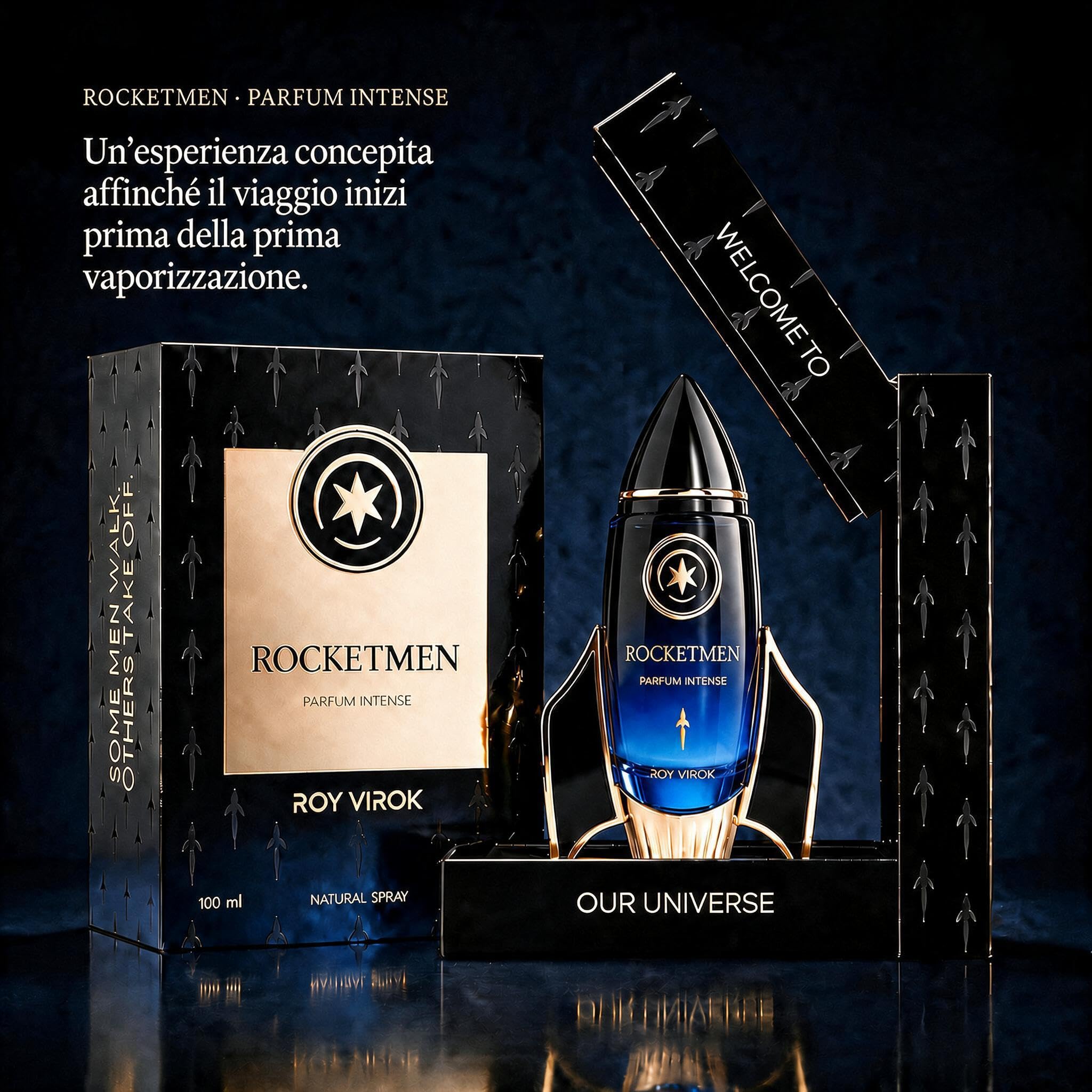ROCKETMEN Parfum Intense 30% - Profumo da Uomo 100 ml, Profumi Uomo Legnosi | Profumo Uomo a lunga durata e con scia elegante. Fragranza speziata e legnosa in un inconfondibile flacone a forma di razzo.