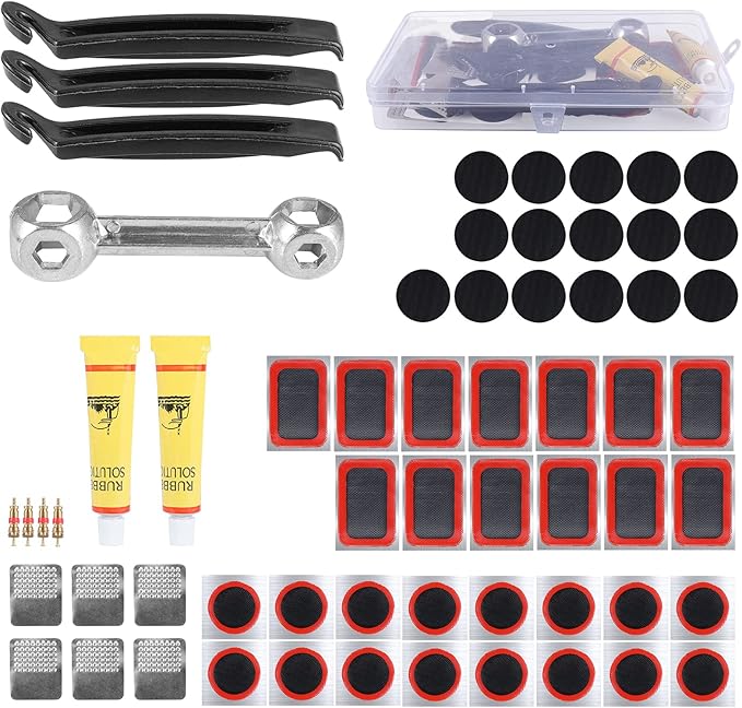FINEASY 63Pcs Puncture Repair Kit Bike Tyre, Puncture Repair Patches