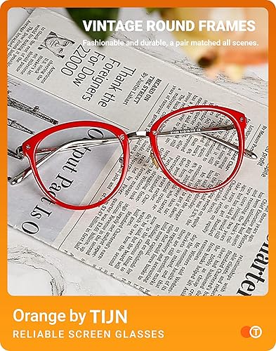 Miniatura 8 de TIJN Lentes de bloqueo de luz azul para mujeres y hombres, dispositivo de TV con luz azul, antifatiga ocular, marco de metal redondo