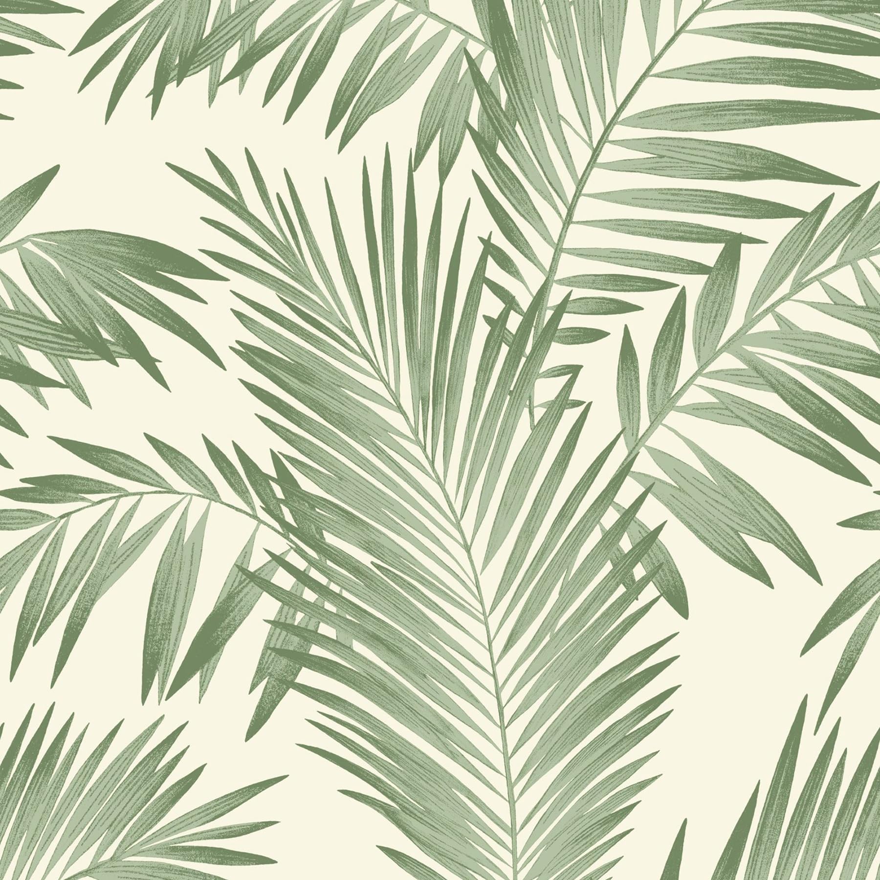 Arthouse Tropical Palm Green & Cream Wallpaper - for Living Spaces & Feature Walls - Bedroom - Kitchen - Hallway - Livingroom - Office Study - Rustic - Modern - Full Roll 10.05m (L) X 53cm (W) 906800