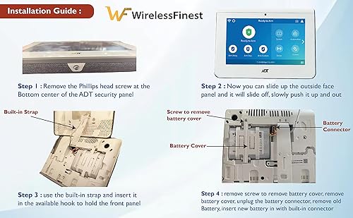 Miniatura 4 de Reemplazo de batería para ADT Command Smart Security Panel ADT5AIO-1 ADT5AIO-2 ADT5AIO-3 ADT7AIO-1, Honeywell ADT 2X16 AIO Panel de seguridad para