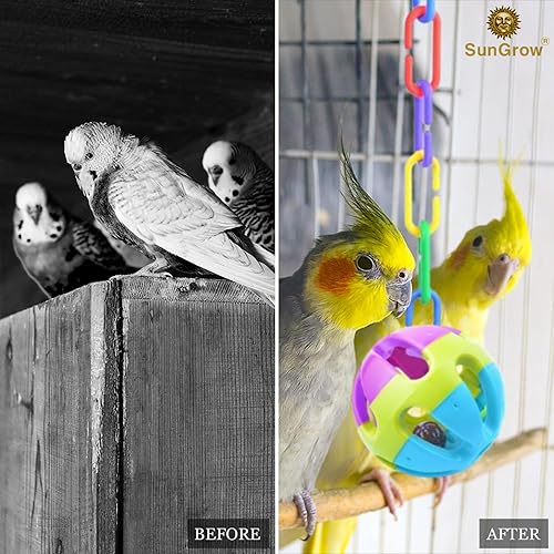 Miniatura 7 de SunGrow Cadenas de plástico con clips en C de arcoíris, cadena de columpio y escalada para pájaros y ganchos, juguetes de aprendizaje para niños