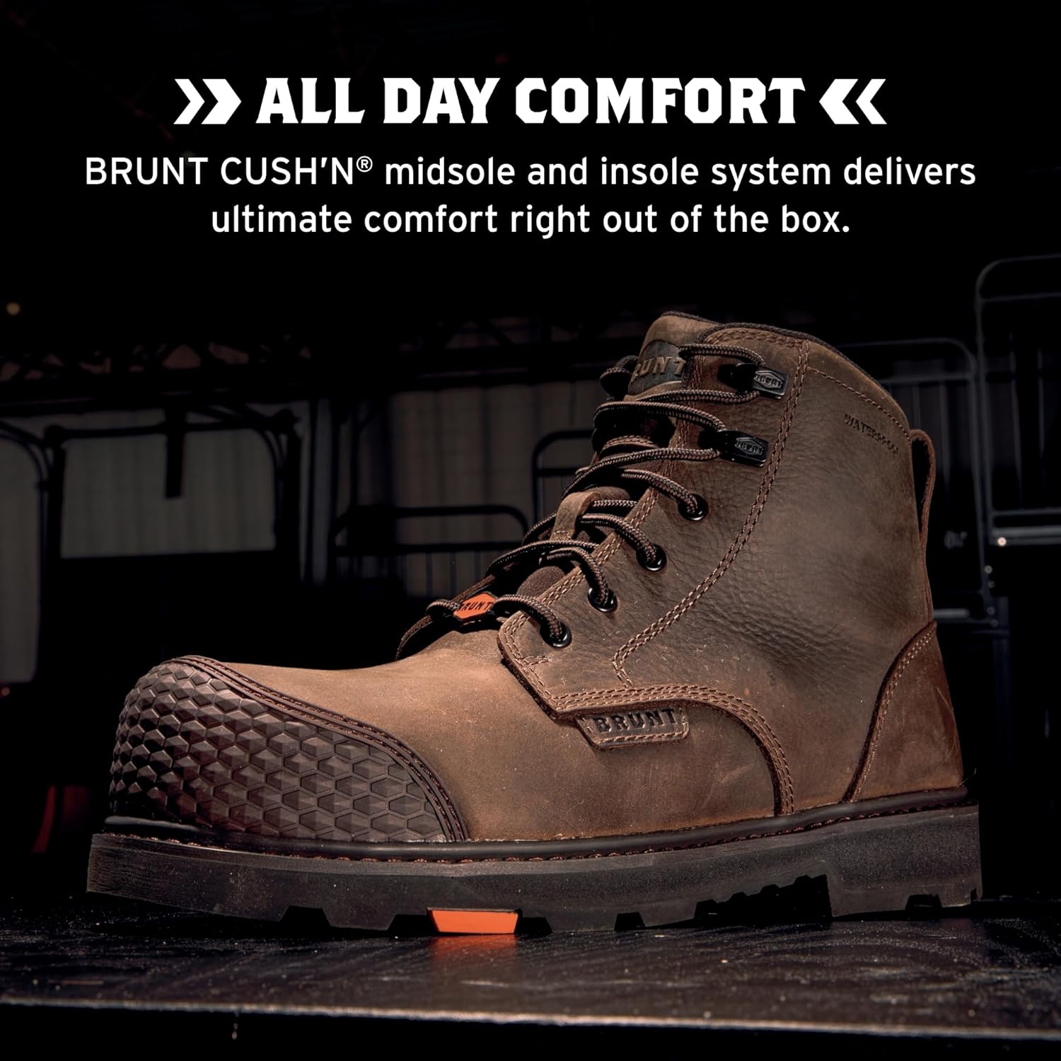 BRUNT Sullivan Toe - 6" Waterproof Reinforced Composite Toe Work Boot - EH Rated - Slip + Oil Resistant - Heat-Resistant Sole - 90-Degree Defined Heel - Adjustable