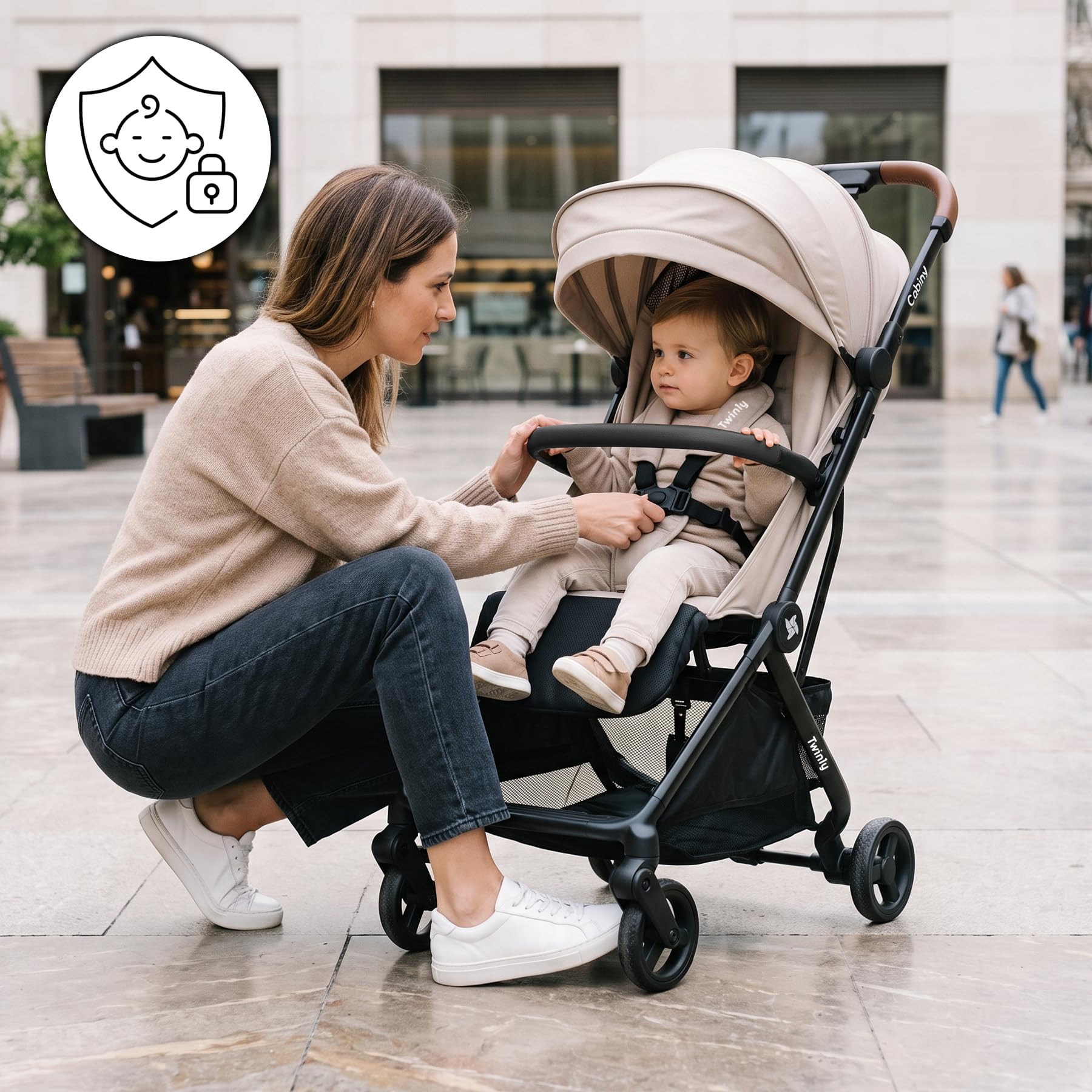 Twinly Cabiny Silla de Paseo Ligera Cabina Avión hasta 22 kg, Negro