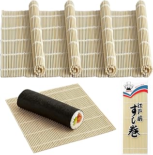 JapanBargain, 4 Pack Large Sushi Roll Bamboo Mats, 10.5" Square Natural Bamboo Sushi Rolling Mats for Making Sushi Rolls, Eco-Friendly, Reusable, Easy to Clean