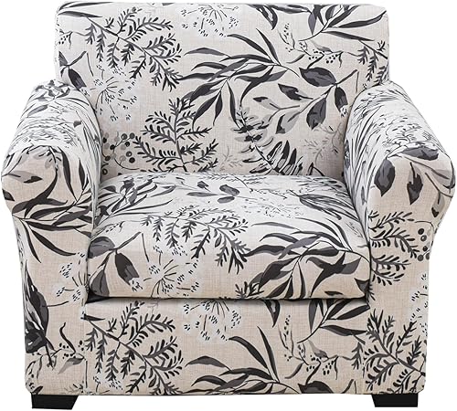 Miniatura 56 de KRFOONN Funda de sofá de 4 piezas con estampado para sofás de 3 cojines, funda elástica con 3 fundas de cojín separadas, protector de muebles Color