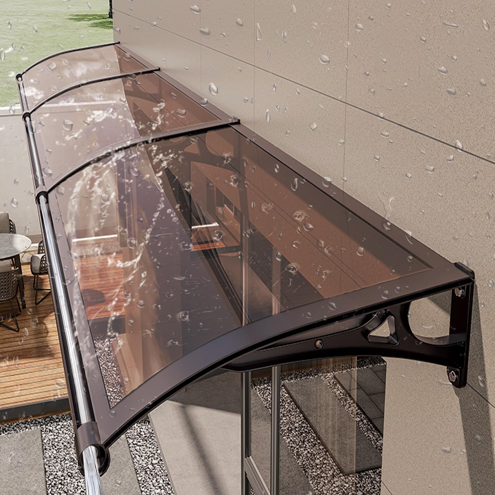 Auvent de porte protection UV et pluie en polycarbonate robuste pour fenêtre et entrée