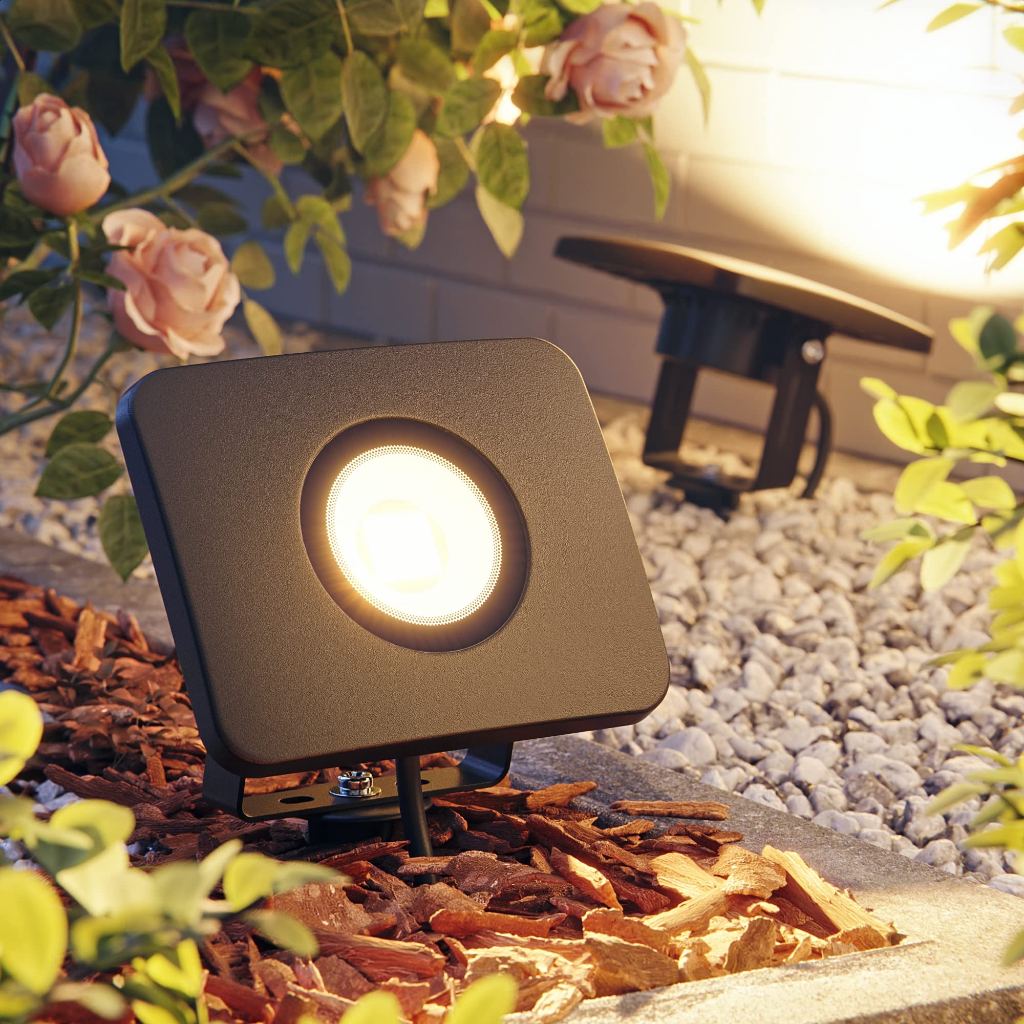 ledscom.de 2x Reflektor ogrodowy LED WEGA do zastosowań zewnętrznych, IP44, wtyczka, czarny, 29,6 W, 2361 lm, ciepła biel