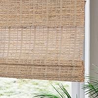 YinYang Cordless Bamboo Roman Shades - Light Filtering Blackout Woven Wood Blinds, Custom Indoor Room Darkening Shades for Windows & Doors, Color 3