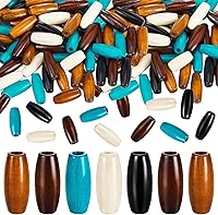 Vista 20 de WILLBOND 130 cuentas de madera de macramé sueltas con agujero grande de 0.394 pulgadas (0.394 in) para kits de fabricación de macramé, suministros