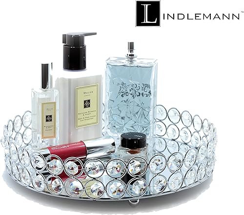 Miniatura 94 de Bandeja de tocador de cristal decorativa con espejo, bandejas de perfume para maquillaje, almacenamiento de cosméticos, organizador de Bandeja