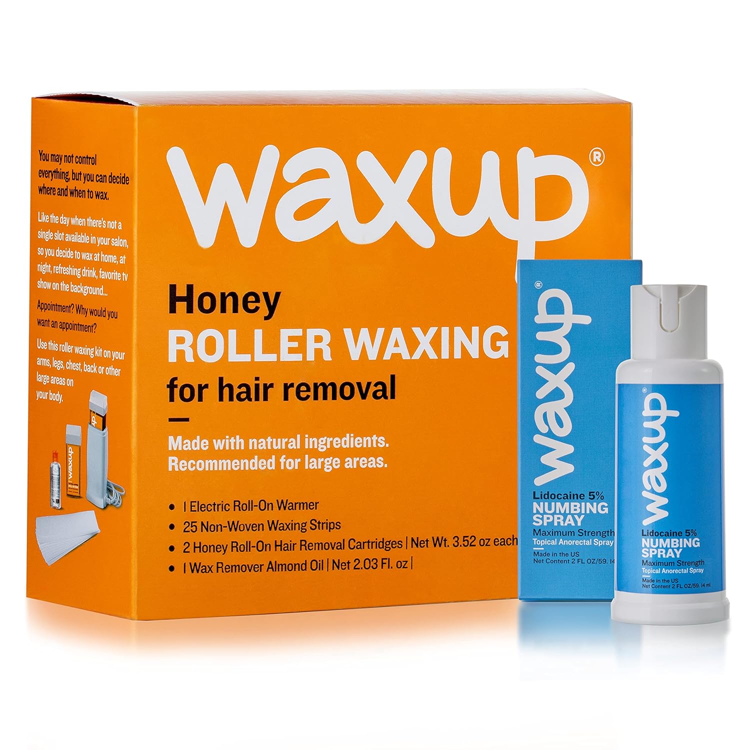 waxup Honey Soft Wax Roller Kit and 5 Lidocaine Numbing