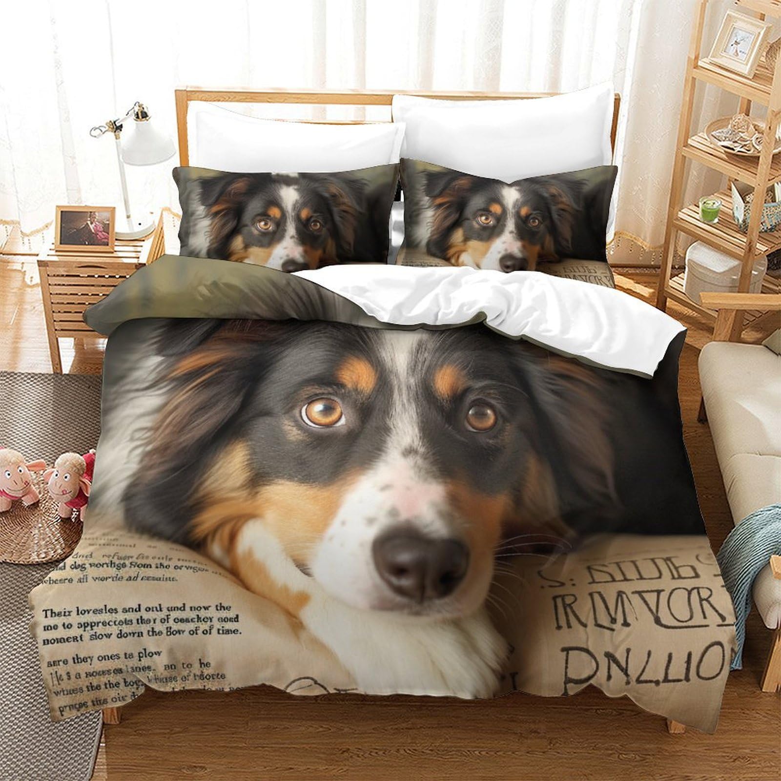 Parure de couette chien 3D confortable pour offrir un sommeil serein aux enfants et ados