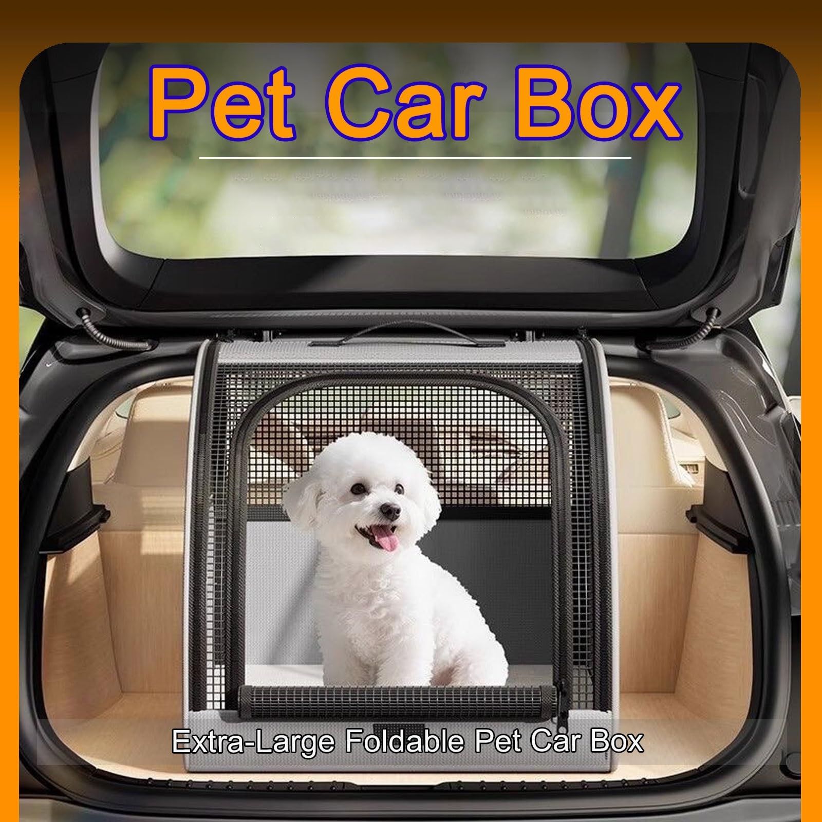 Hundetransportbox Auto RüCksitz Mehrere Reißverschlüsse Faltbares Autotransportboxen für Hunde für Kleine Mittlere Hunde Katzen Ausflüge(Beige)